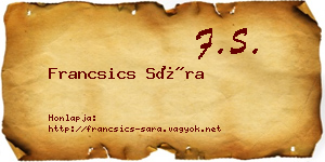 Francsics Sára névjegykártya