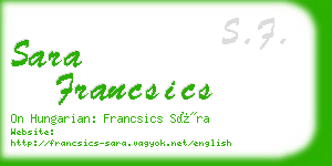 sara francsics business card